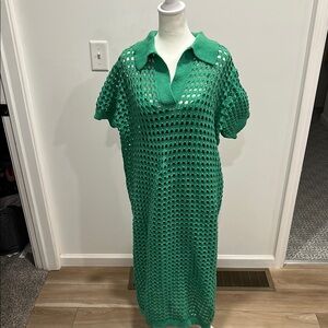 Dressed in LALA Green Resort Midi Dress with Polo Collar